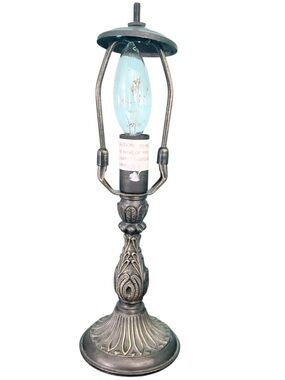 Vintage Tiffany Style Metallic Table Lamp Base 12” Bronze Finish Art Nouveau